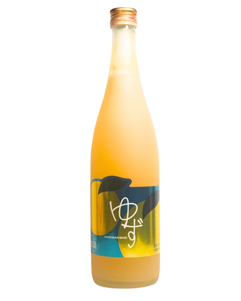 Bottle of Chikumanishiki Yuzushu, a Japanese yuzu citrus liqueur, 720ml