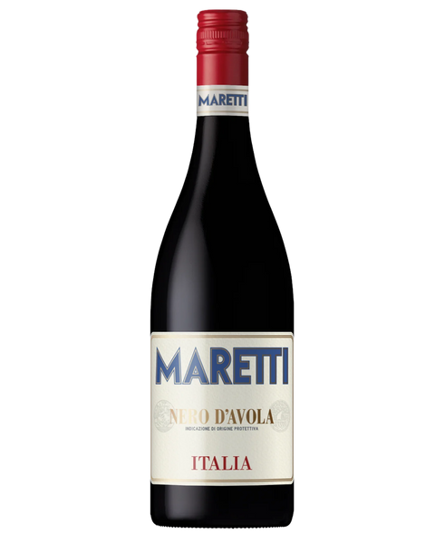 Bottle of Maretti Italia Nero d'Avola, an Italian red wine