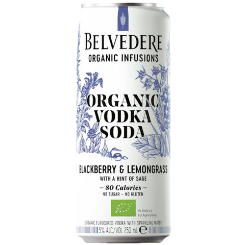 Belvedere Vodka (Blackberry and Lemongrass) Organic And Great taste Vodka Cans 250 ml