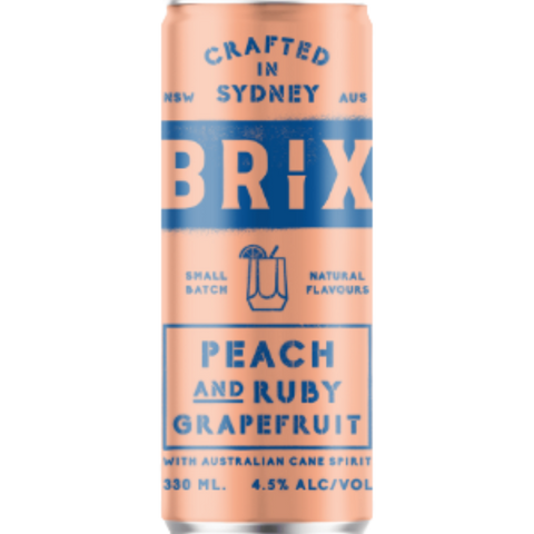 Brix Peach & Grapefruit sparkling cocktail in 330ml Can
