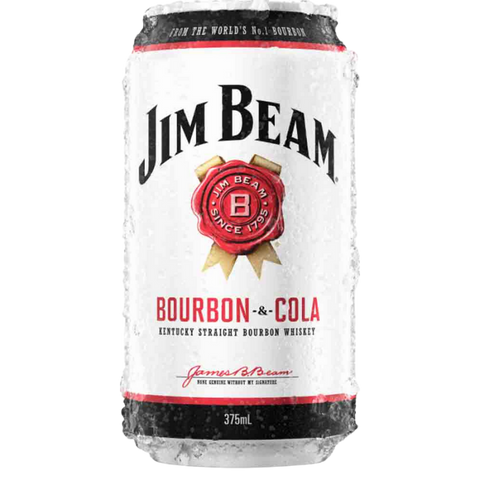 Jim Beam Bourbon & Cola Cans 375mL. Convenient and tasty. Great taste that hit the spot every time very refreshing