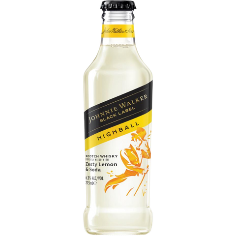 Johnnie Walker Black High Ball Lemon bottle 275mL. Smooth, Rich & smoky. Refreshing tasting drink.