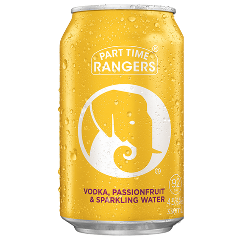 Part time Ranges Passionfruit Cans 330mL. Lovely refreshing and fruity beverage