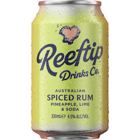 Reeftip Pineapple Lime and Soda Can 330ml. Spiced rum. great taste , unique flavour