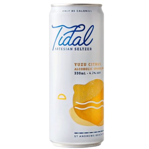 Tidal Yuzu Citrus 330mL. A bright alcoholic sparkling water