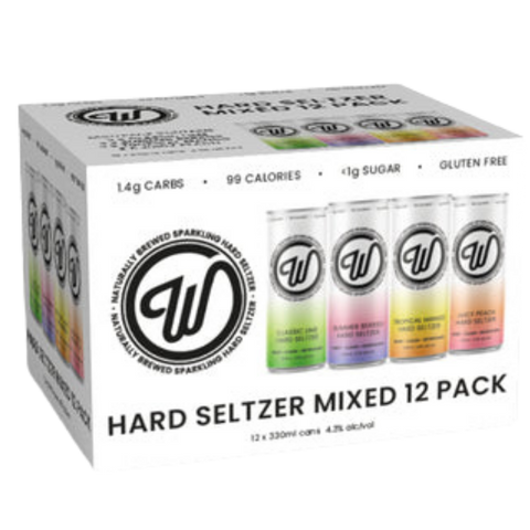 Wayward Seltzer Variety 12 Pack. fruity sparkling alcoholic drinks, with assorted flavour