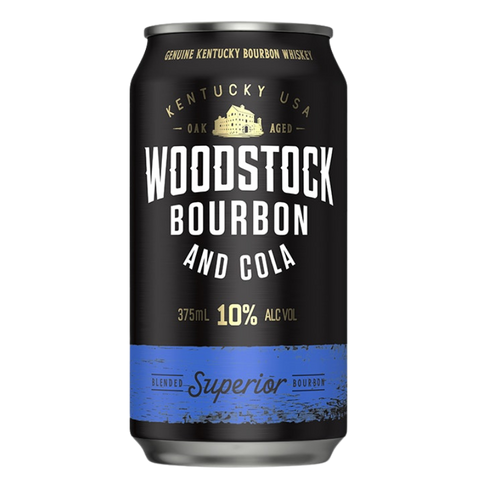 Woodstock Bourbon & Cola 10% Can 375mL. Australia's favourite Bourbon & Cola pre-mixes