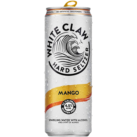 White Claw Hard Seltzer Mango 330ml. Sparkling water with alcohol and a hint of natural Mango flavour.