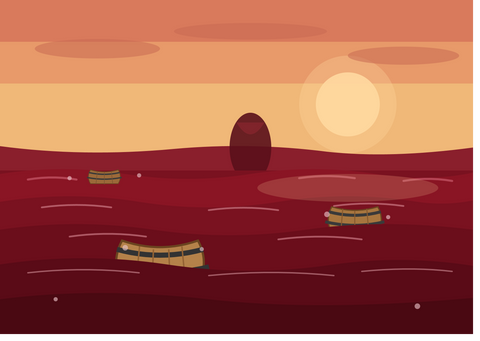 Ocean of wines with barrels bobbing