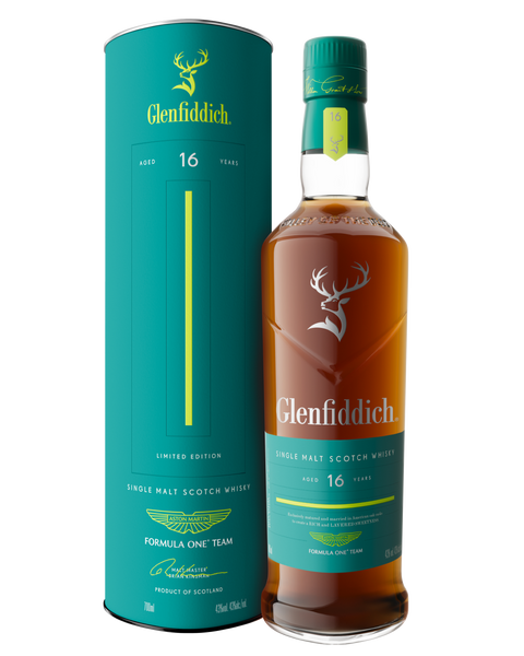 A bottle of Glenfiddich 16 YO Aston Martin