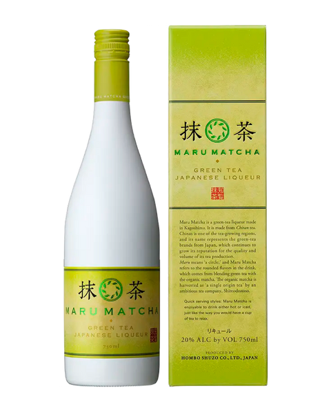 Bottle of Hombo Shuzo Maru Matcha Liqueur, a Japanese green tea liqueur