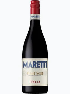 Bottle of Maretti Pinot Noir, an Italian red wine